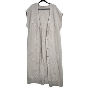 Pilcro Anthropologie Cashmere Knitted Maxi Duster Sleeveless Cardigan Sweater M